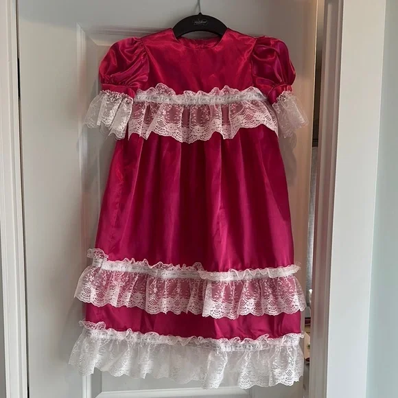Pink Heirloom Dress with Lace Trim - Picture 1 of 4